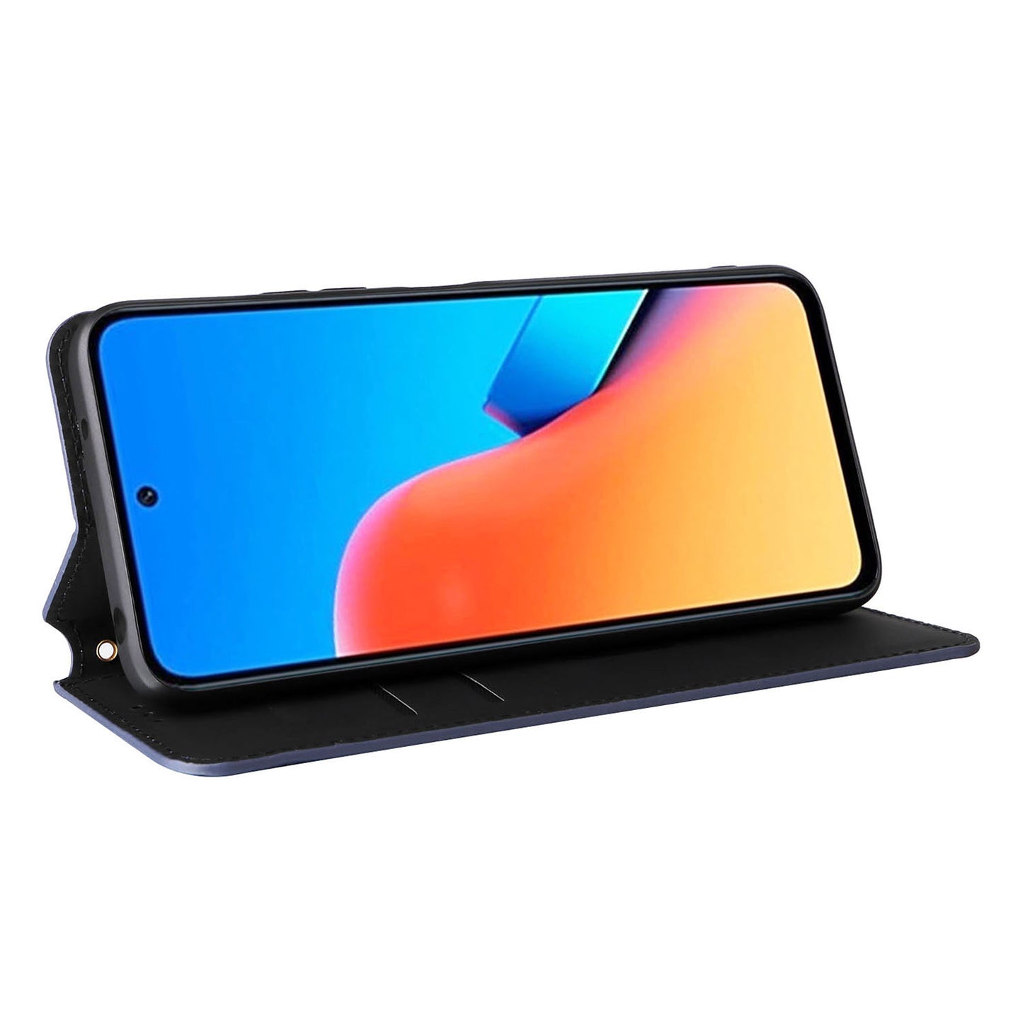 Flip Stand Phone Case for Xiaomi Redmi 12 4G Rhombus Imprinted PU Leather Wallet Cover - Blue