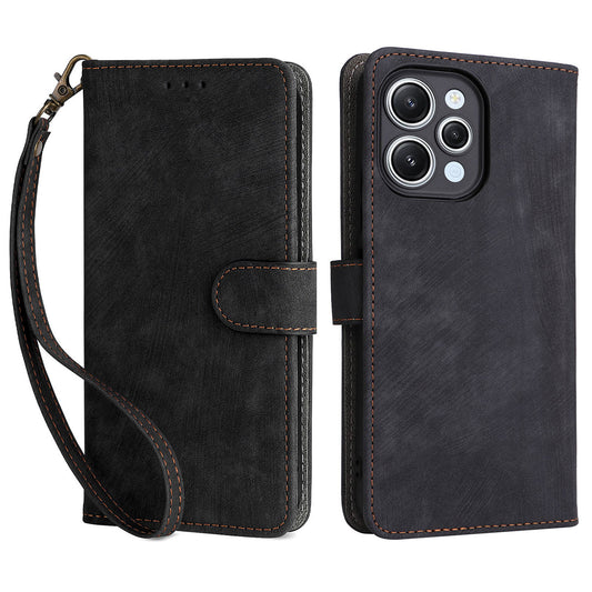 Uniqkart for Xiaomi Redmi 12 4G RFID Blocking Wallet Stand Cover Anti-drop Leather Phone Case - Black