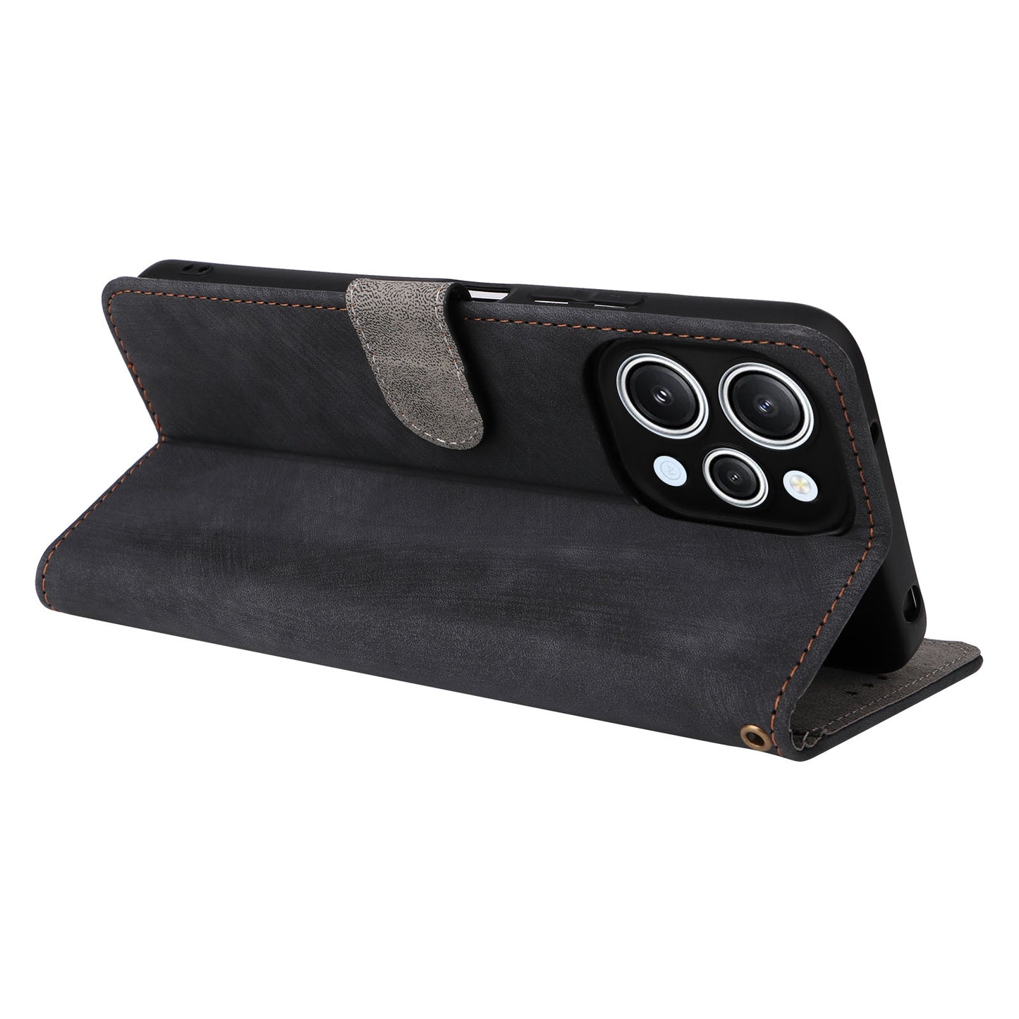 Uniqkart for Xiaomi Redmi 12 4G RFID Blocking Wallet Stand Cover Anti-drop Leather Phone Case - Black