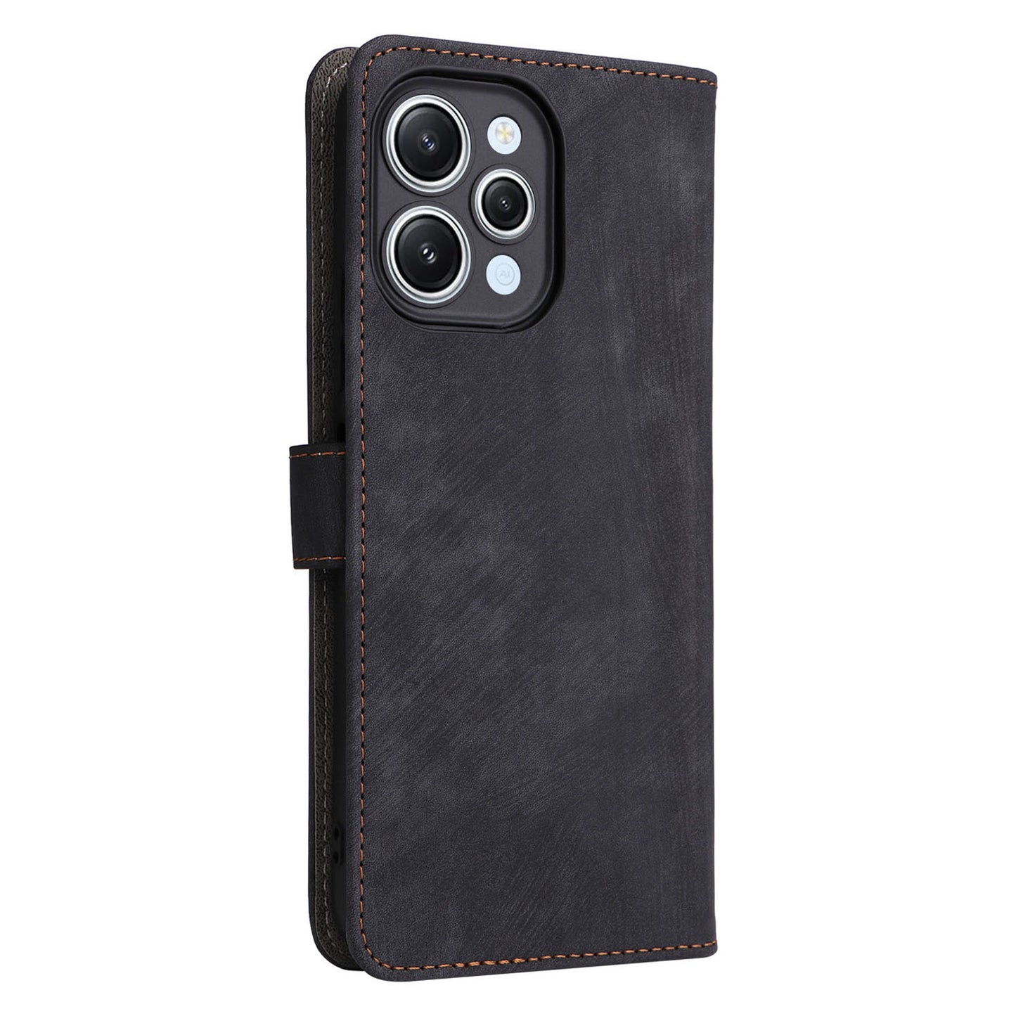 Uniqkart for Xiaomi Redmi 12 4G RFID Blocking Wallet Stand Cover Anti-drop Leather Phone Case - Black