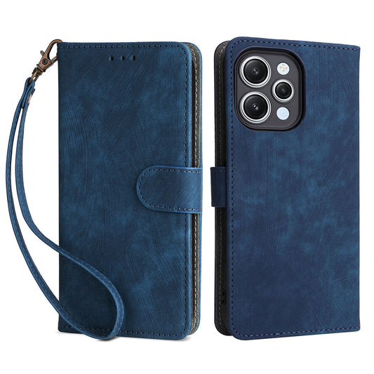 Uniqkart for Xiaomi Redmi 12 4G RFID Blocking Wallet Stand Cover Anti-drop Leather Phone Case - Blue