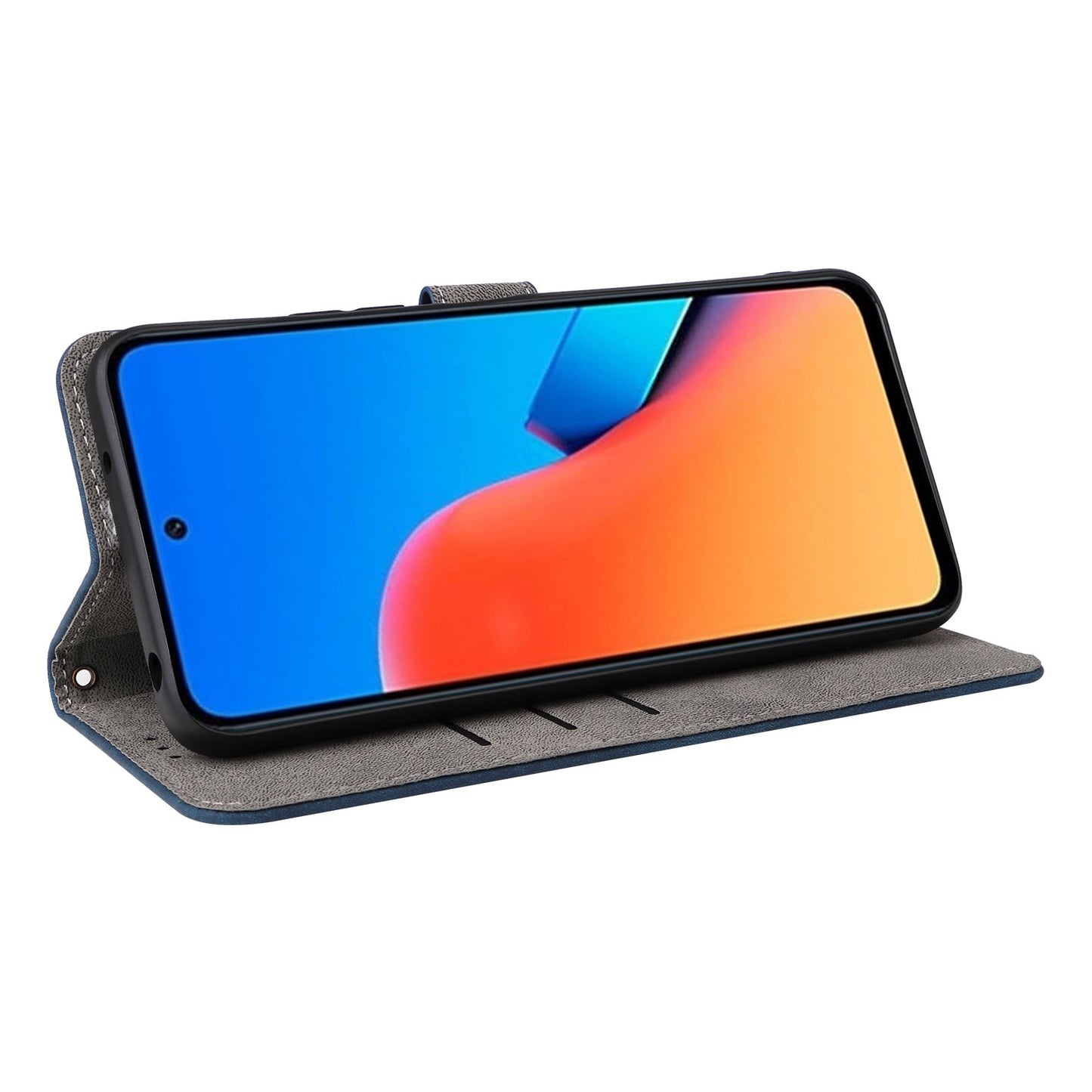 Uniqkart for Xiaomi Redmi 12 4G RFID Blocking Wallet Stand Cover Anti-drop Leather Phone Case - Blue