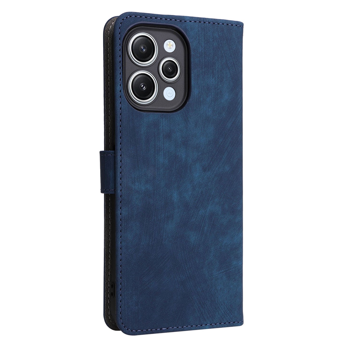 Uniqkart for Xiaomi Redmi 12 4G RFID Blocking Wallet Stand Cover Anti-drop Leather Phone Case - Blue