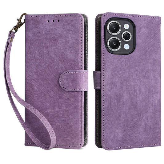 Uniqkart for Xiaomi Redmi 12 4G RFID Blocking Wallet Stand Cover Anti-drop Leather Phone Case - Purple