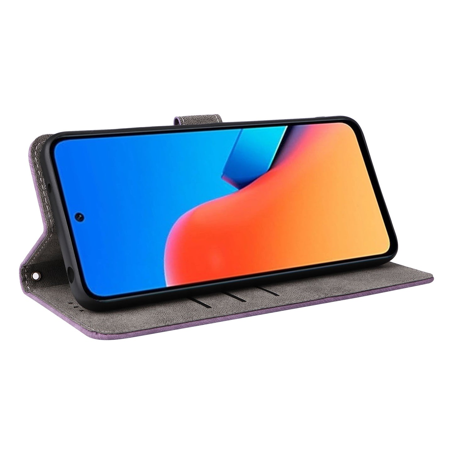 Uniqkart for Xiaomi Redmi 12 4G RFID Blocking Wallet Stand Cover Anti-drop Leather Phone Case - Purple