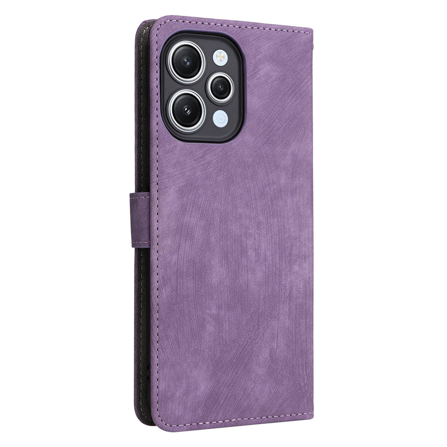 Uniqkart for Xiaomi Redmi 12 4G RFID Blocking Wallet Stand Cover Anti-drop Leather Phone Case - Purple