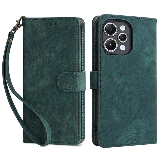 Uniqkart for Xiaomi Redmi 12 4G RFID Blocking Wallet Stand Cover Anti-drop Leather Phone Case - Green