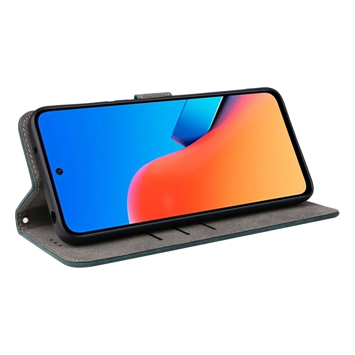 Uniqkart for Xiaomi Redmi 12 4G RFID Blocking Wallet Stand Cover Anti-drop Leather Phone Case - Green