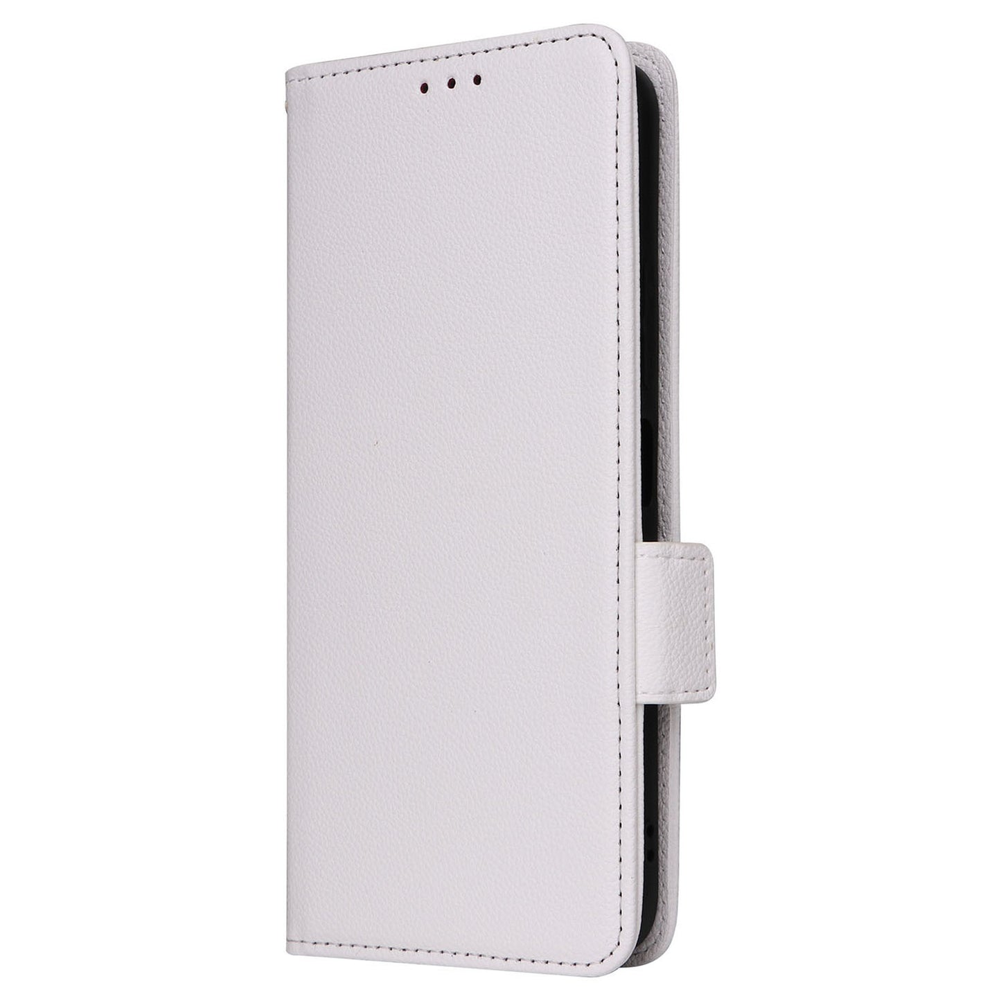 Uniqkart for Xiaomi Redmi 12 4G Litchi Texture Stand Phone Case Anti-fall PU Leather Wallet Cover - White