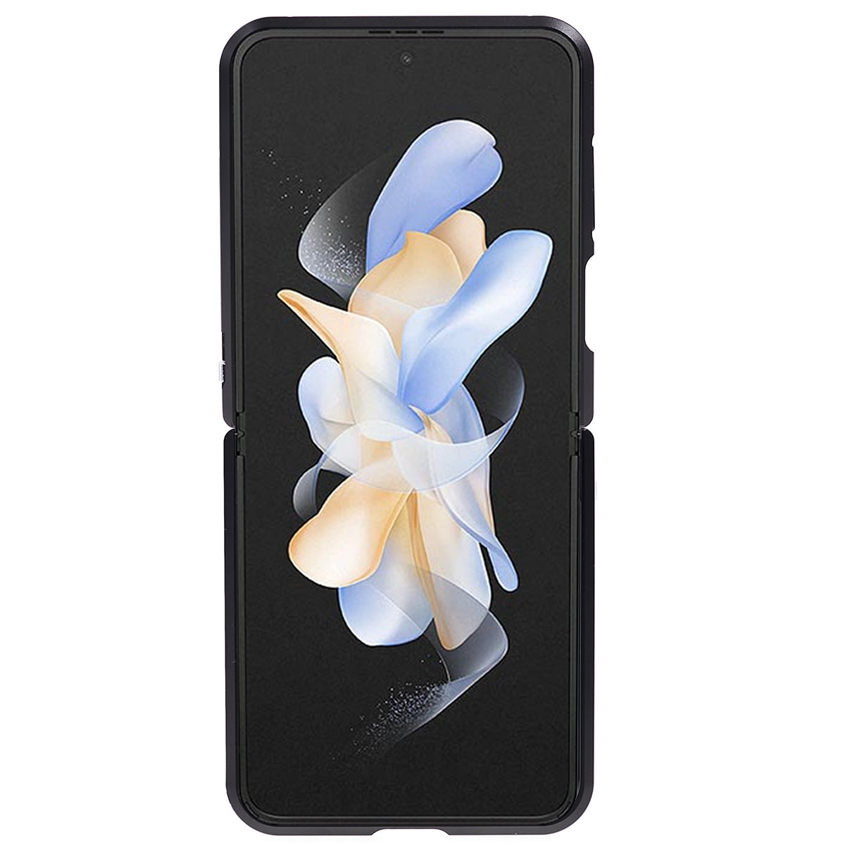 Phone Case for Samsung Galaxy Z Flip4 5G Magnetic Adsorption Metal Frame + Tempered Glass Clear Phone Cover - Black