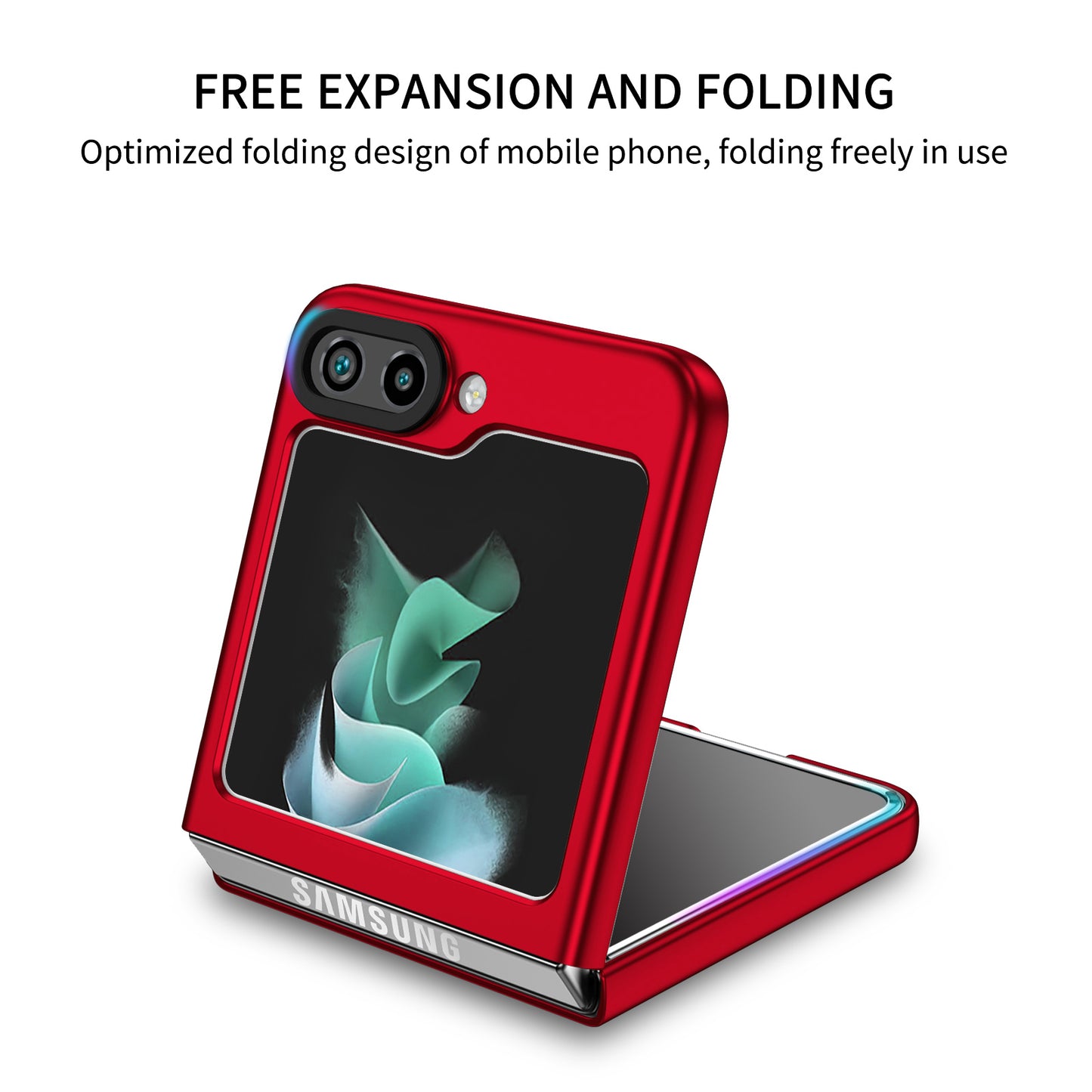 Uniqkart for Samsung Galaxy Z Flip5 5G Phone Case Shockproof Hard PC Cover with Kickstand - Red