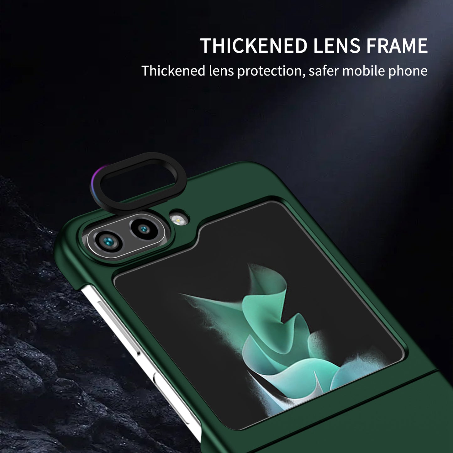 Uniqkart for Samsung Galaxy Z Flip5 5G Phone Case Shockproof Hard PC Cover with Kickstand - Green