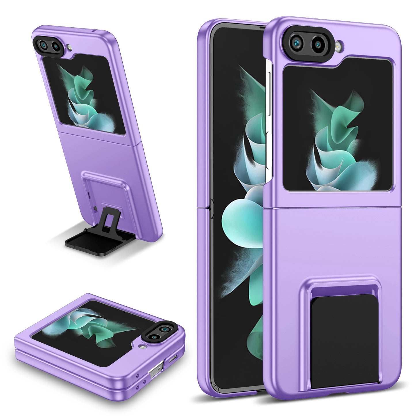 Uniqkart for Samsung Galaxy Z Flip5 5G Phone Case Shockproof Hard PC Cover with Kickstand - Purple