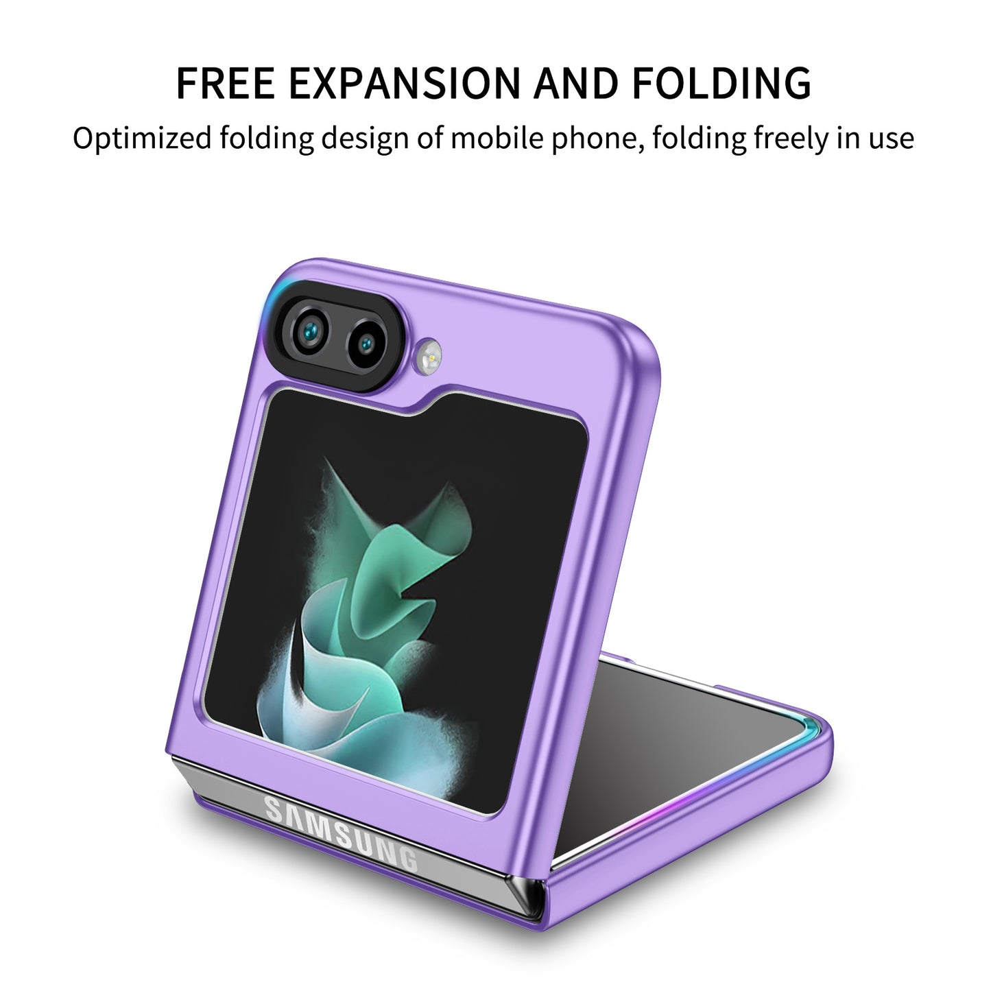 Uniqkart for Samsung Galaxy Z Flip5 5G Phone Case Shockproof Hard PC Cover with Kickstand - Purple