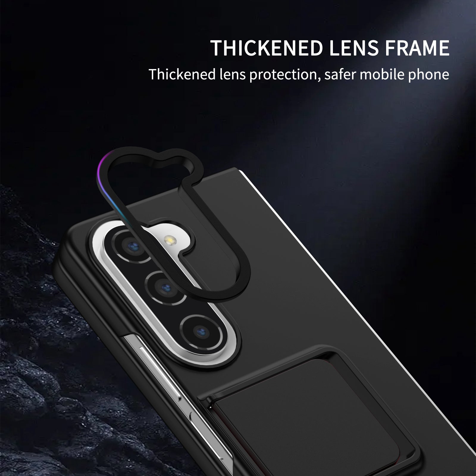 Uniqkart for Samsung Galaxy Z Fold5 5G Kickstand Phone Case Drop-proof Hard PC Cover - Black