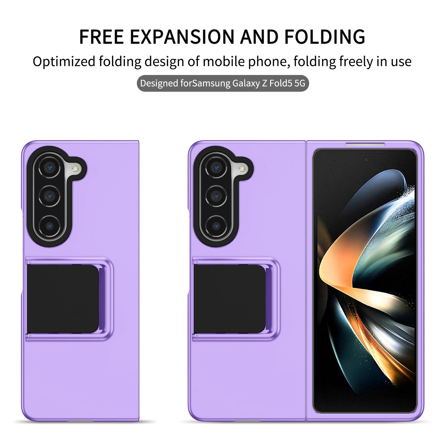 Uniqkart for Samsung Galaxy Z Fold5 5G Kickstand Phone Case Drop-proof Hard PC Cover - Purple