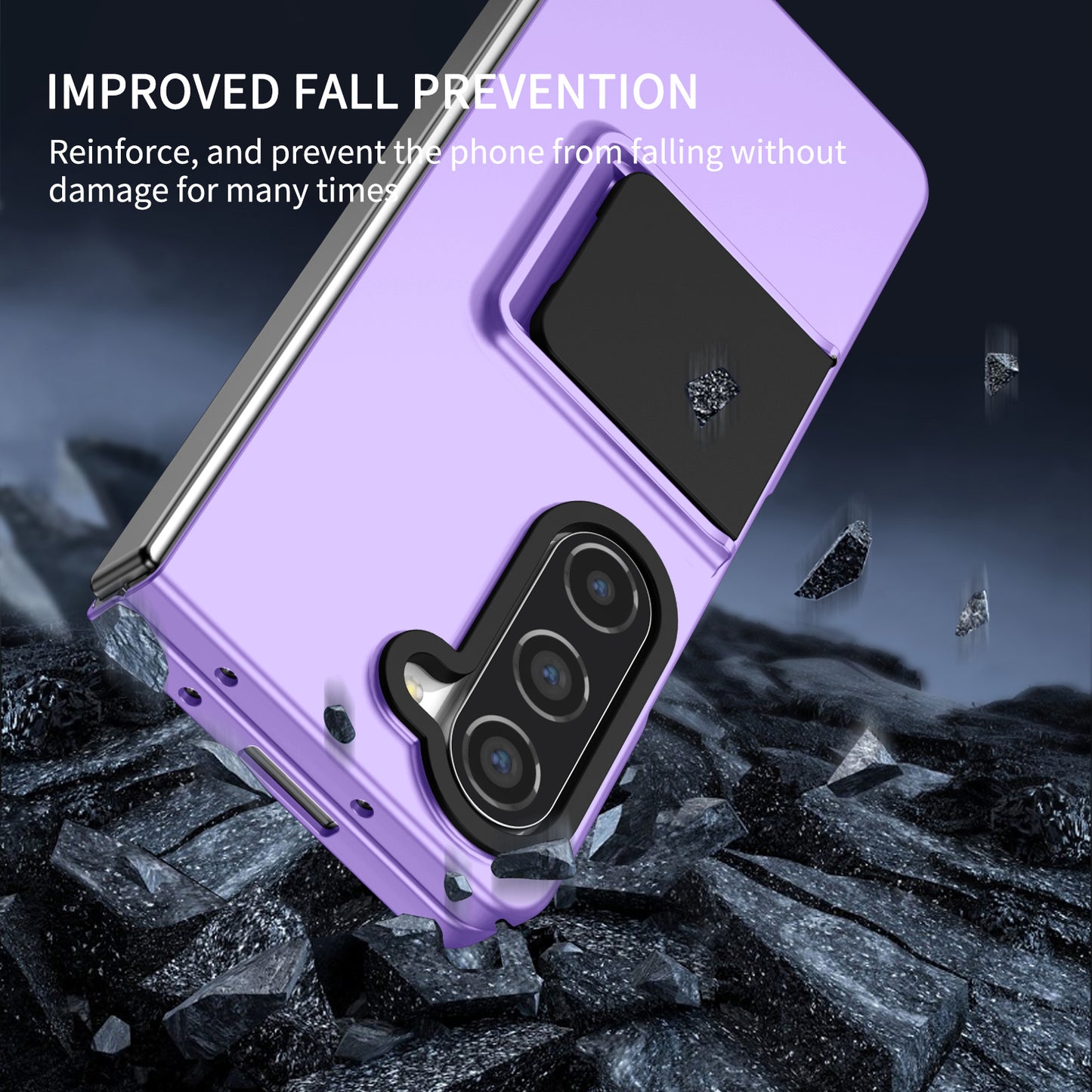 Uniqkart for Samsung Galaxy Z Fold5 5G Kickstand Phone Case Drop-proof Hard PC Cover - Purple