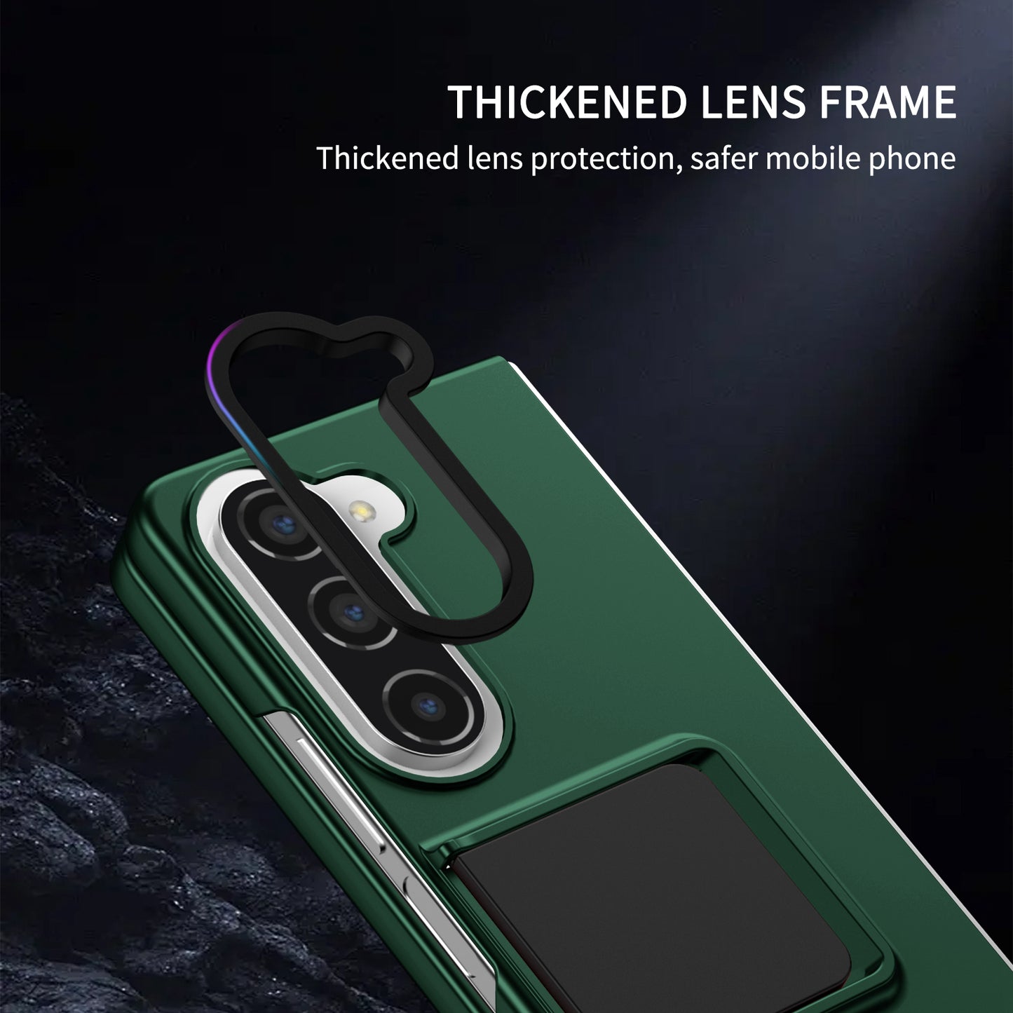 Uniqkart for Samsung Galaxy Z Fold5 5G Kickstand Phone Case Drop-proof Hard PC Cover - Green