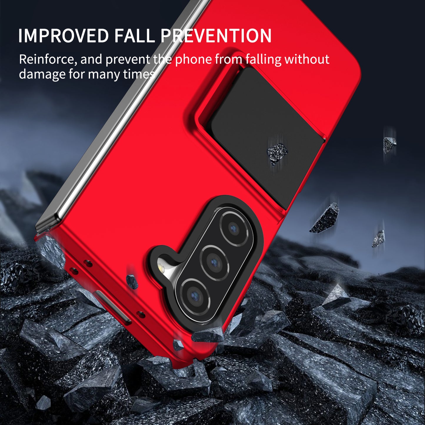 Uniqkart for Samsung Galaxy Z Fold5 5G Kickstand Phone Case Drop-proof Hard PC Cover - Red