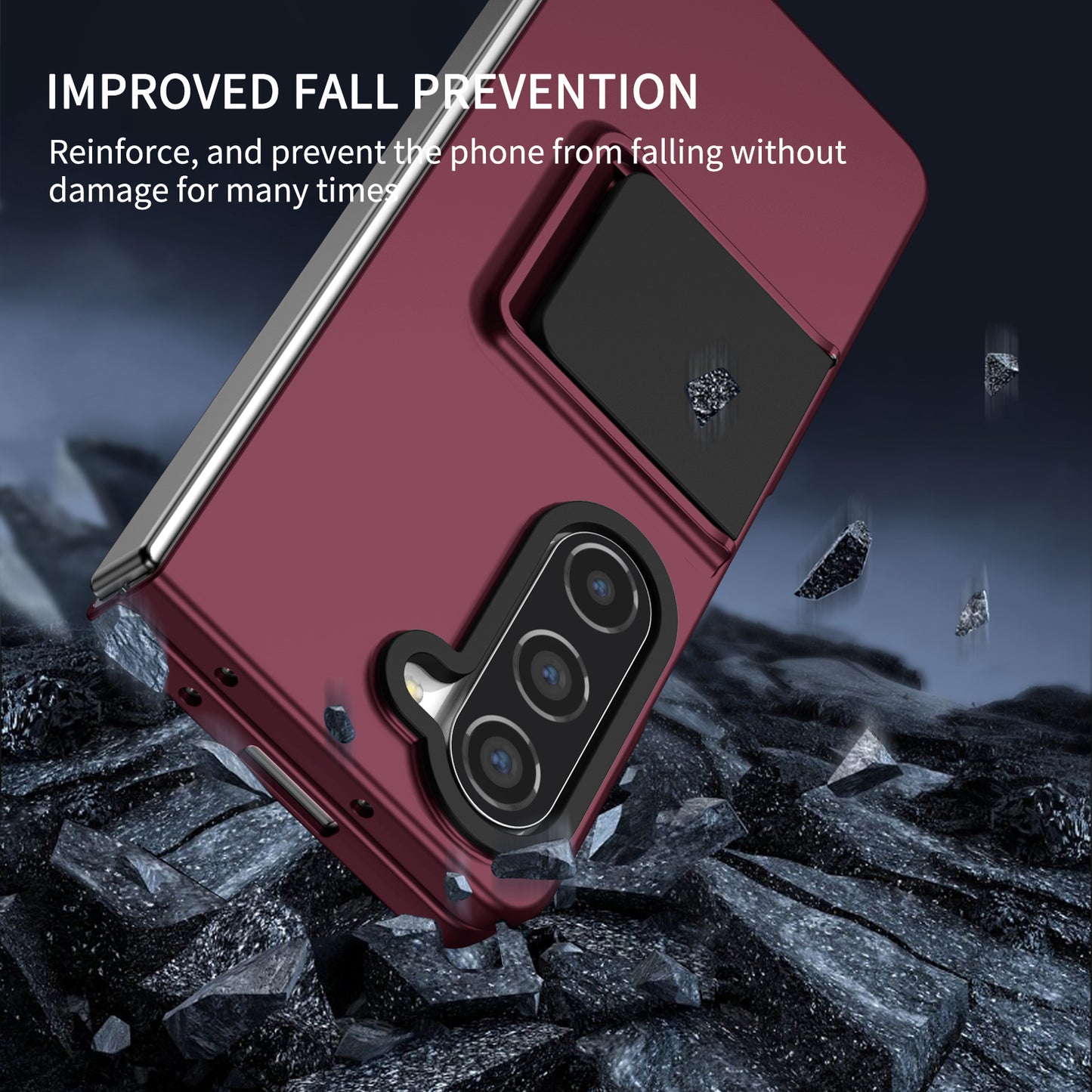 Uniqkart for Samsung Galaxy Z Fold5 5G Kickstand Phone Case Drop-proof Hard PC Cover - Wine Red