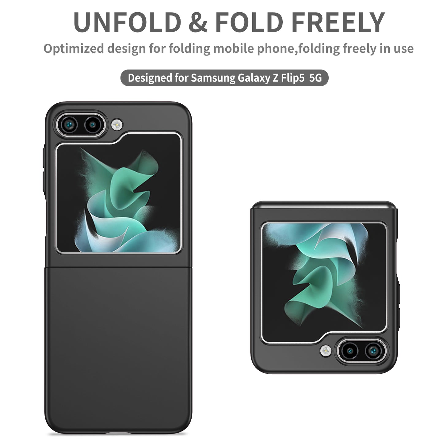 Uniqkart for Samsung Galaxy Z Flip5 5G Shockproof Hard PC Cover Folding Phone Protective Case - Black