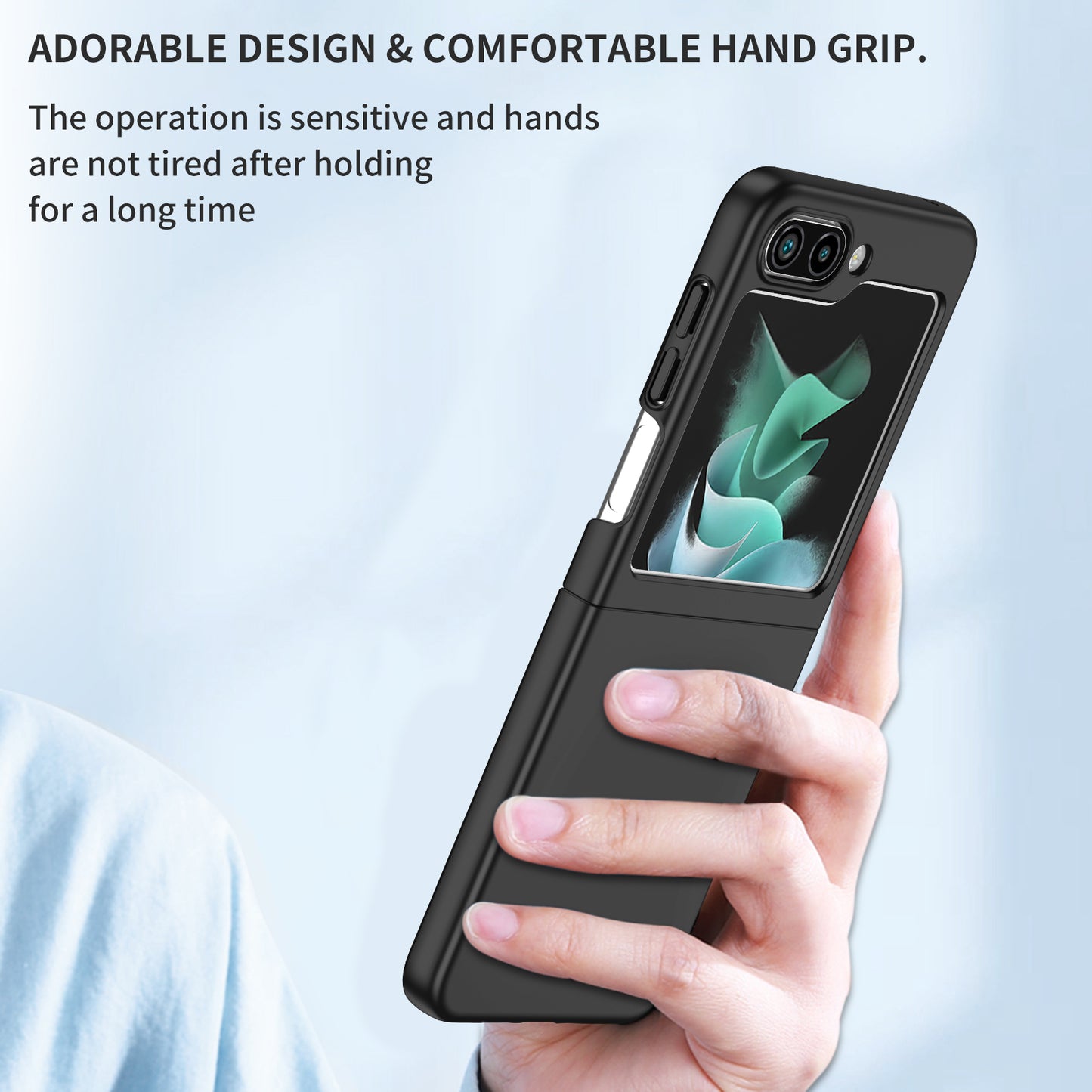 Uniqkart for Samsung Galaxy Z Flip5 5G Shockproof Hard PC Cover Folding Phone Protective Case - Black