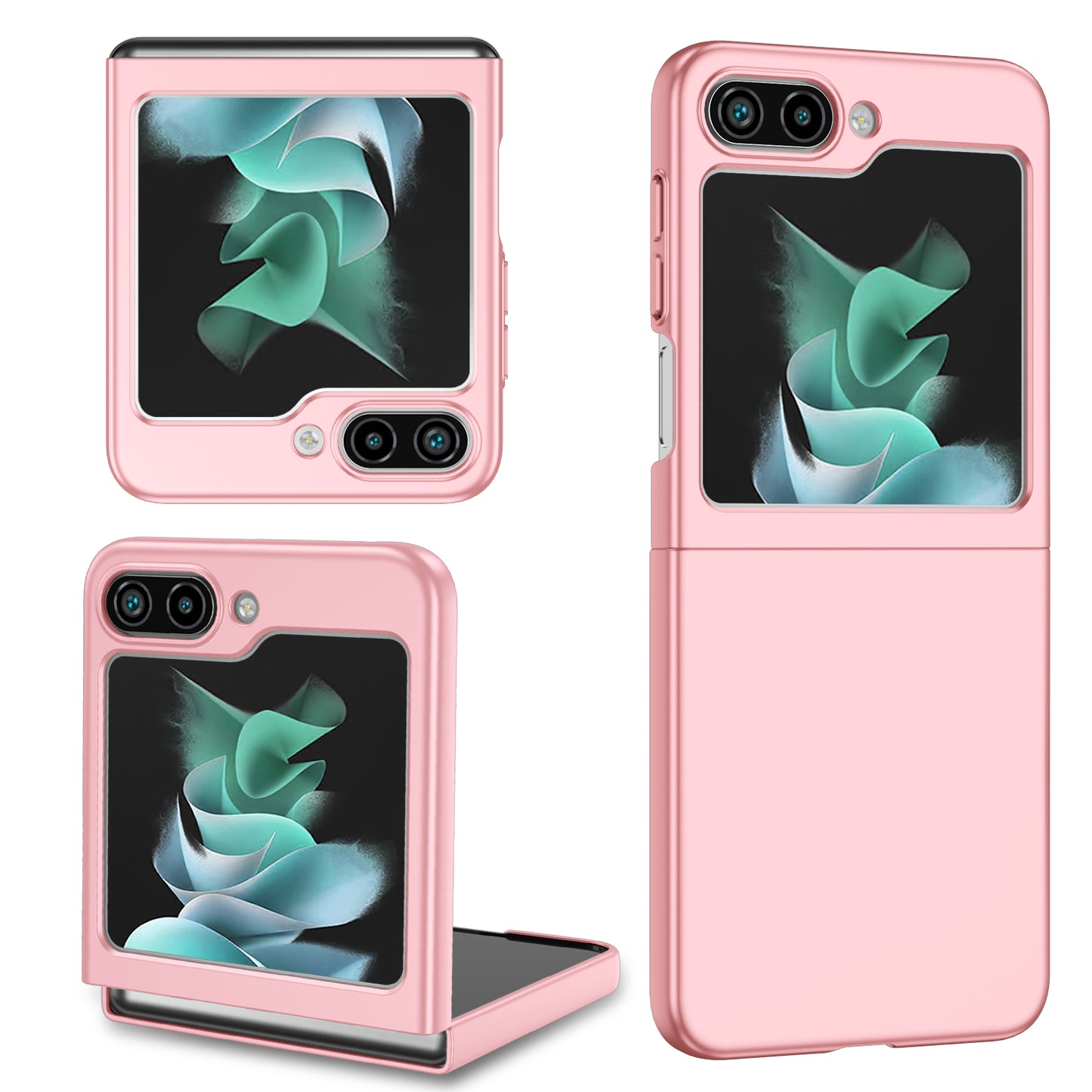 Uniqkart for Samsung Galaxy Z Flip5 5G Shockproof Hard PC Cover Folding Phone Protective Case - Pink
