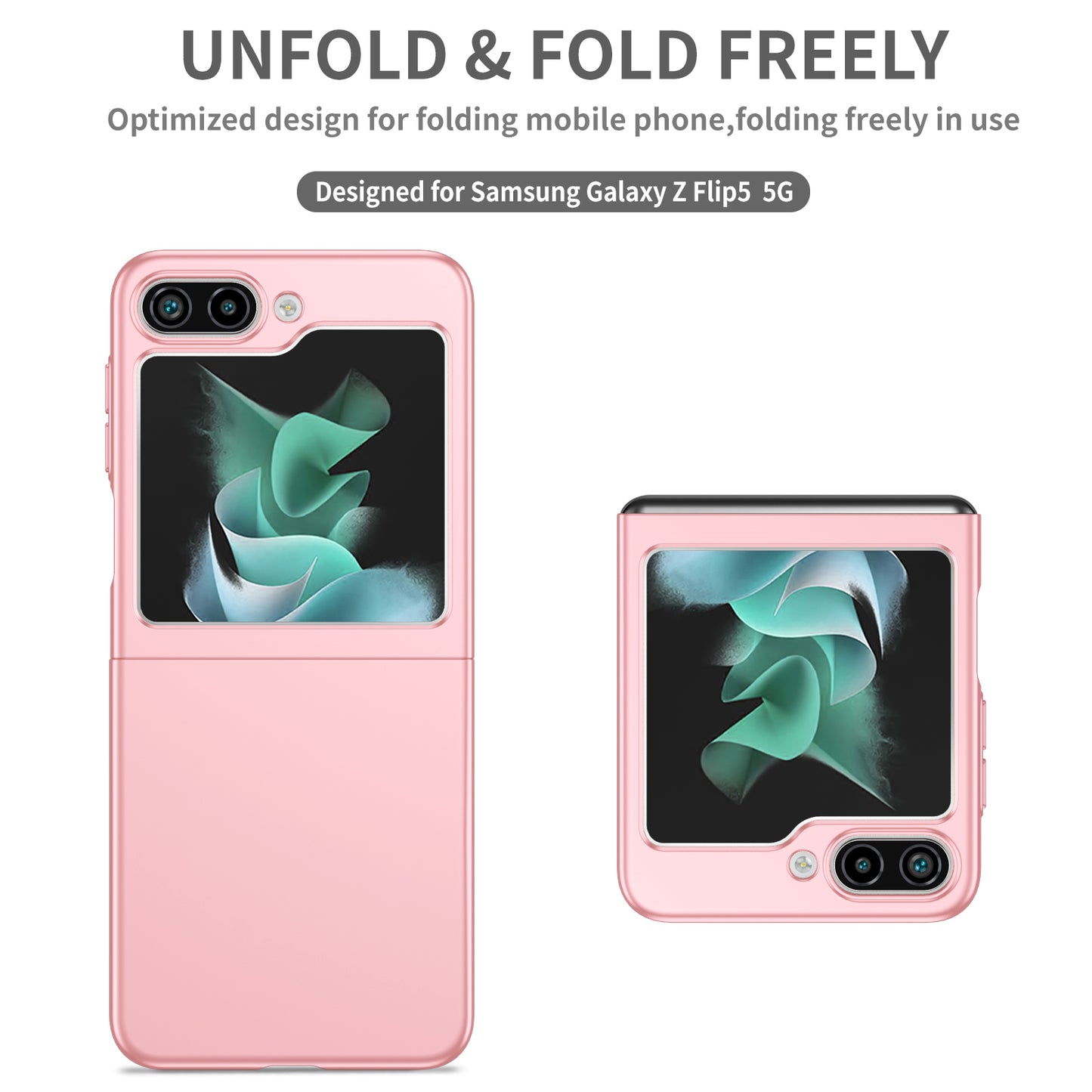 Uniqkart for Samsung Galaxy Z Flip5 5G Shockproof Hard PC Cover Folding Phone Protective Case - Pink
