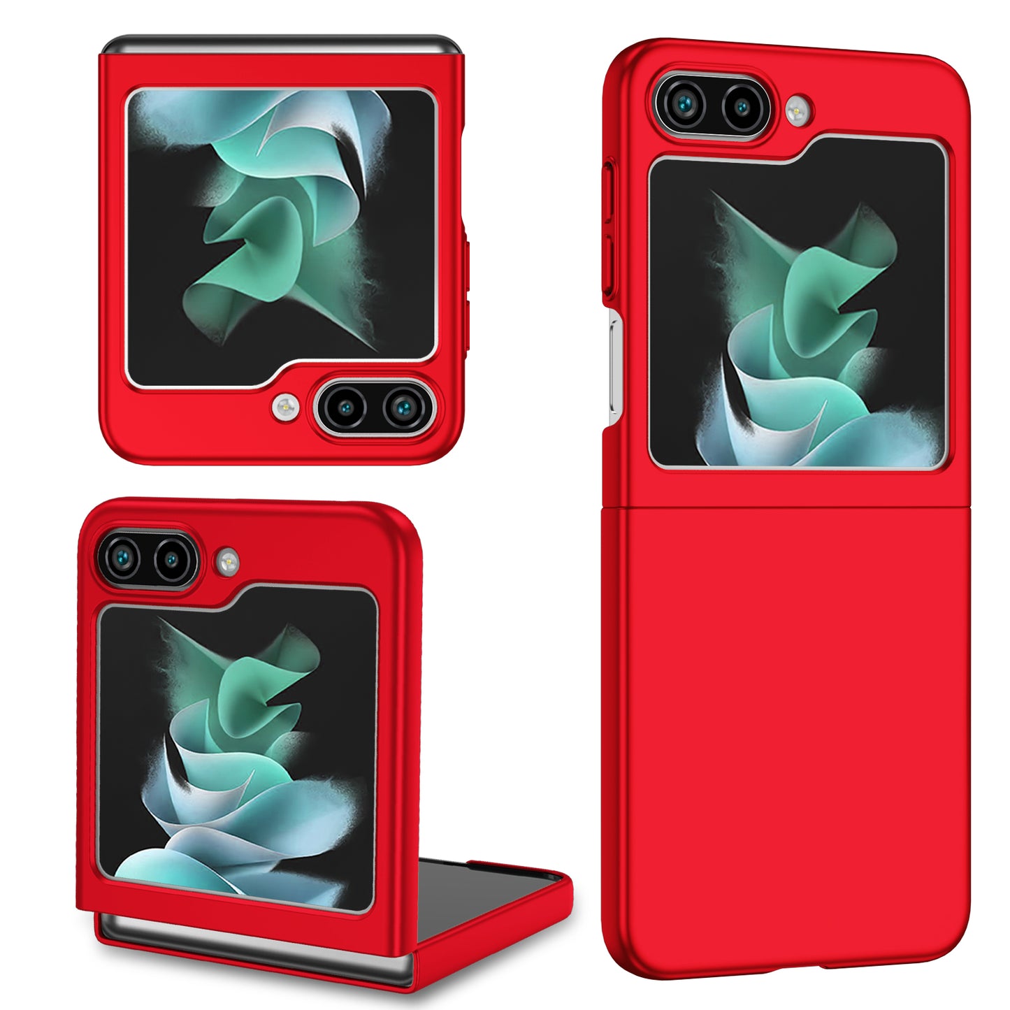 Uniqkart for Samsung Galaxy Z Flip5 5G Shockproof Hard PC Cover Folding Phone Protective Case - Red