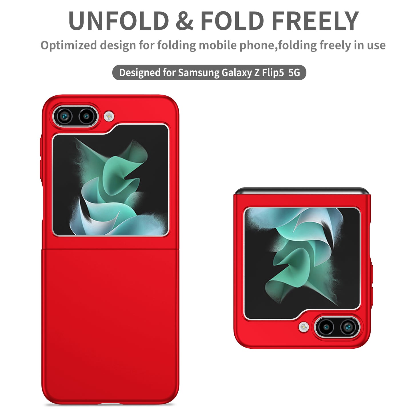 Uniqkart for Samsung Galaxy Z Flip5 5G Shockproof Hard PC Cover Folding Phone Protective Case - Red