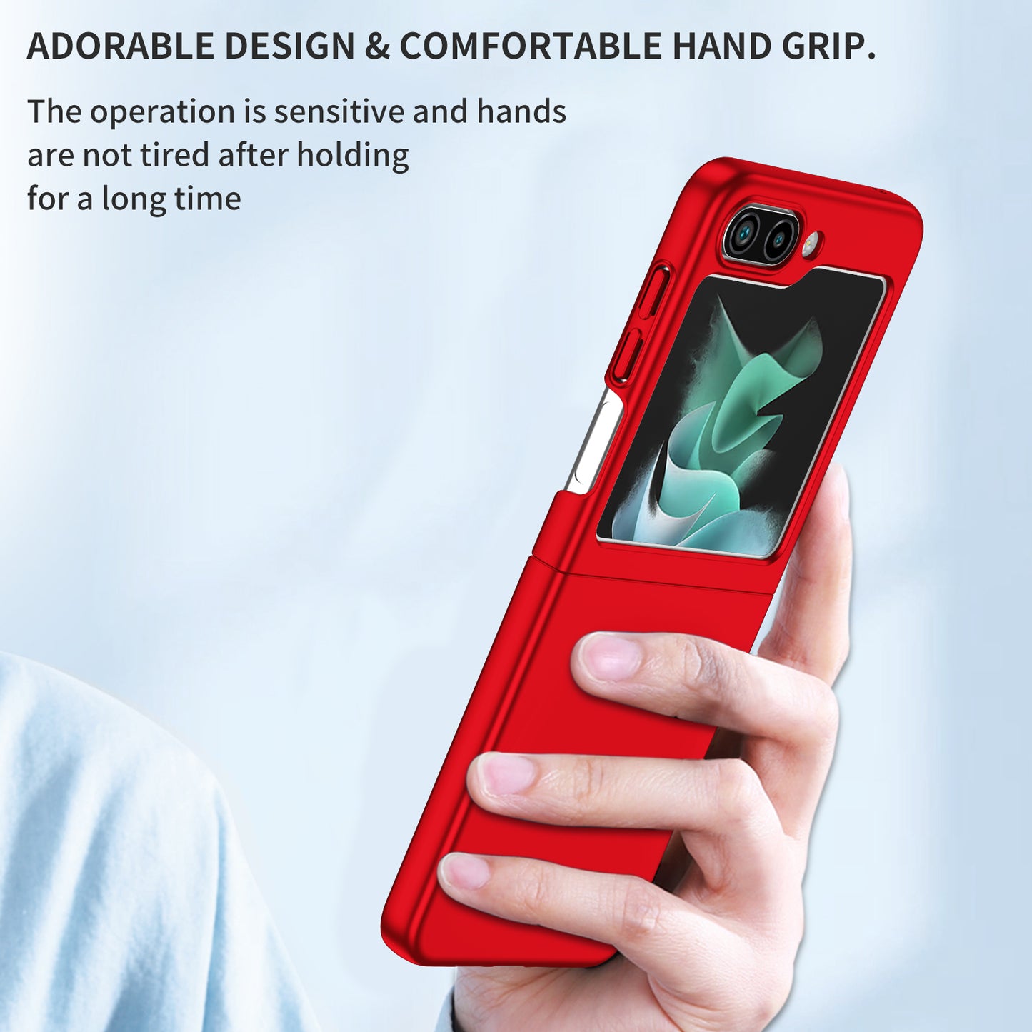 Uniqkart for Samsung Galaxy Z Flip5 5G Shockproof Hard PC Cover Folding Phone Protective Case - Red