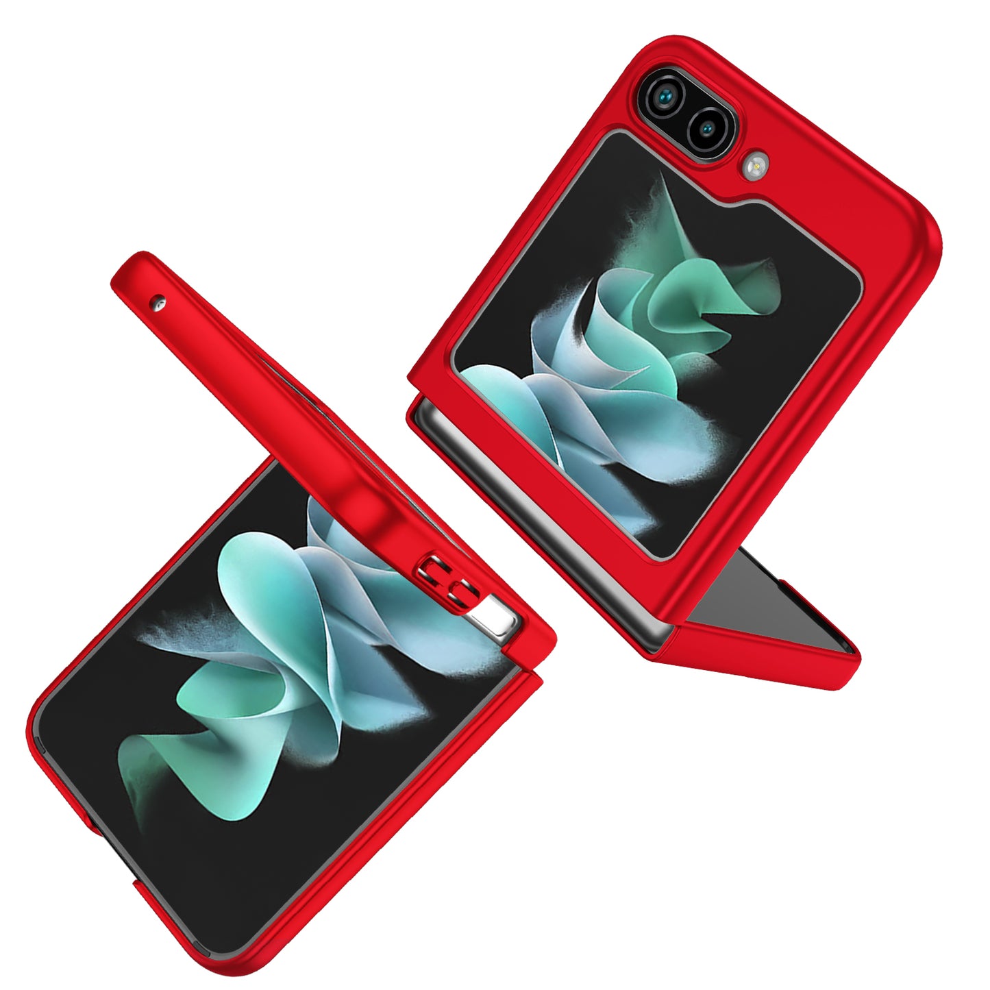 Uniqkart for Samsung Galaxy Z Flip5 5G Shockproof Hard PC Cover Folding Phone Protective Case - Red