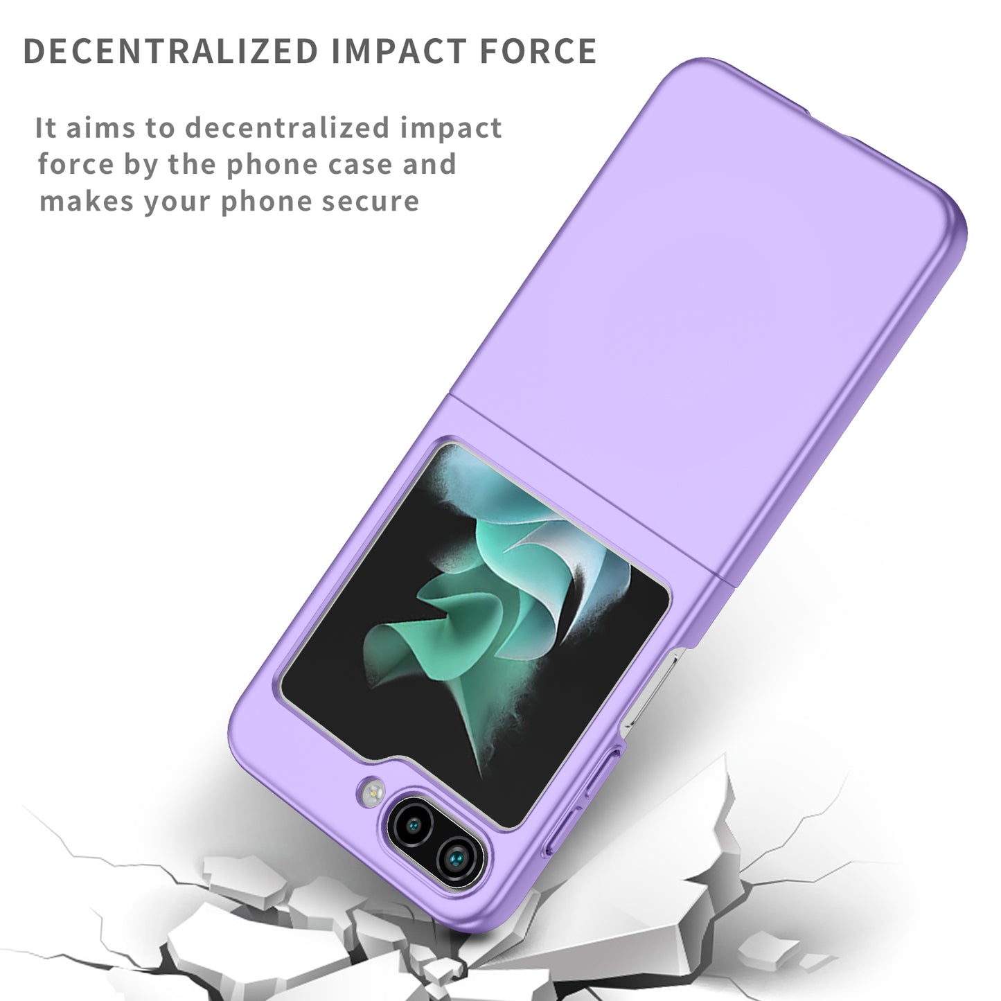 Uniqkart for Samsung Galaxy Z Flip5 5G Shockproof Hard PC Cover Folding Phone Protective Case - Purple