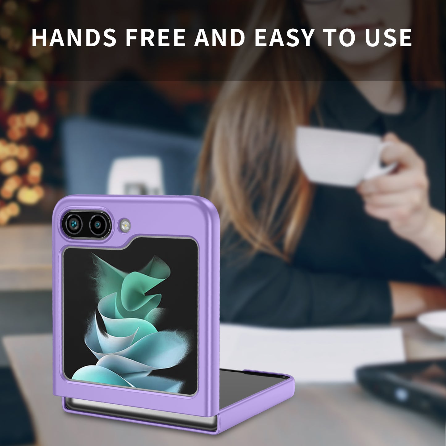 Uniqkart for Samsung Galaxy Z Flip5 5G Shockproof Hard PC Cover Folding Phone Protective Case - Purple