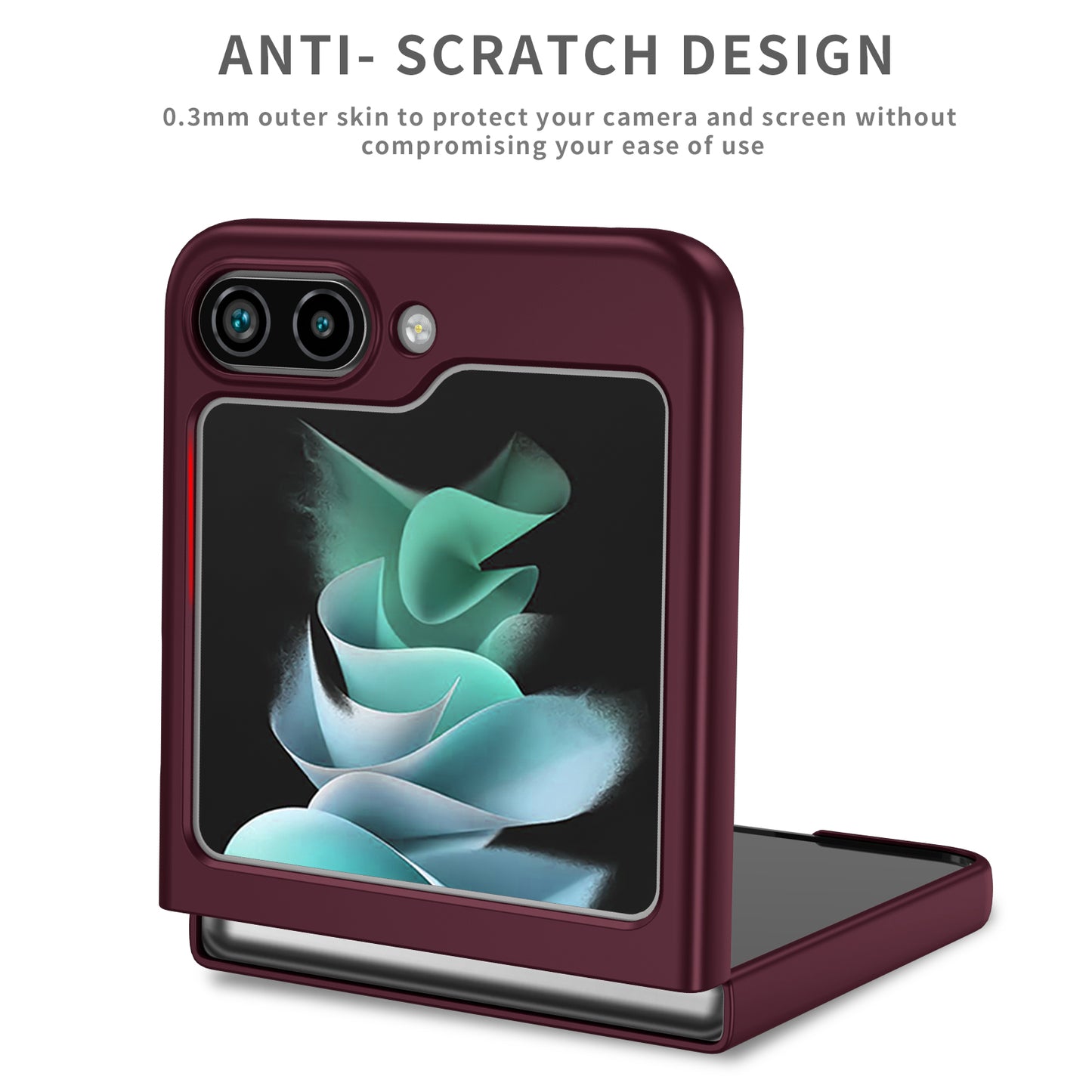 Uniqkart for Samsung Galaxy Z Flip5 5G Shockproof Hard PC Cover Folding Phone Protective Case - Wine Red