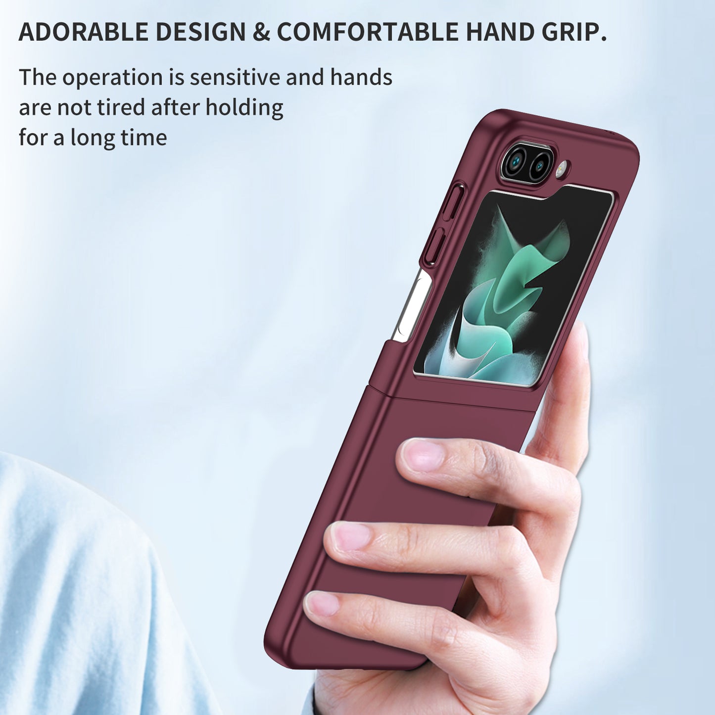 Uniqkart for Samsung Galaxy Z Flip5 5G Shockproof Hard PC Cover Folding Phone Protective Case - Wine Red