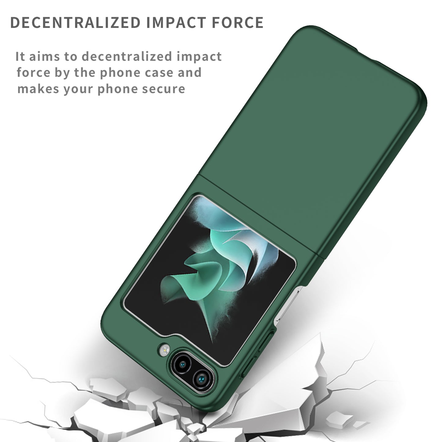 Uniqkart for Samsung Galaxy Z Flip5 5G Shockproof Hard PC Cover Folding Phone Protective Case - Blackish Green