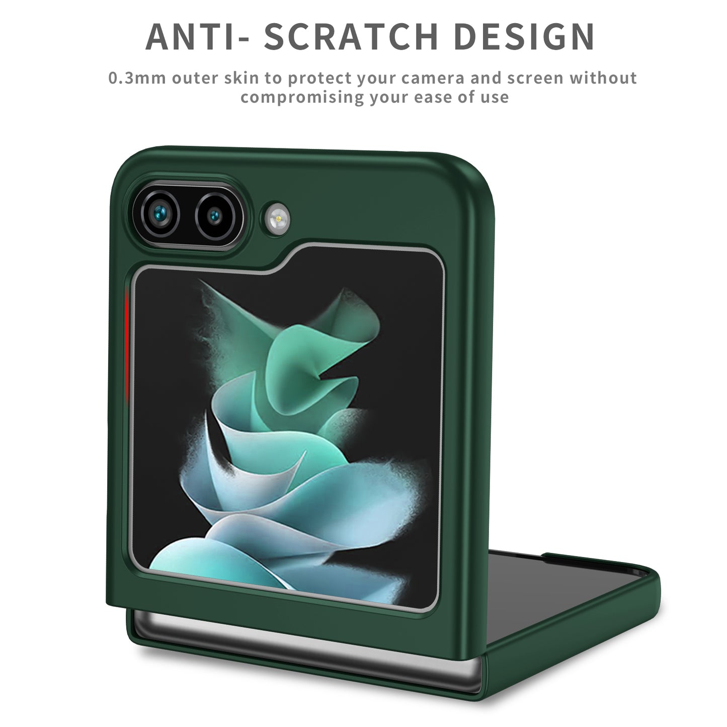 Uniqkart for Samsung Galaxy Z Flip5 5G Shockproof Hard PC Cover Folding Phone Protective Case - Blackish Green