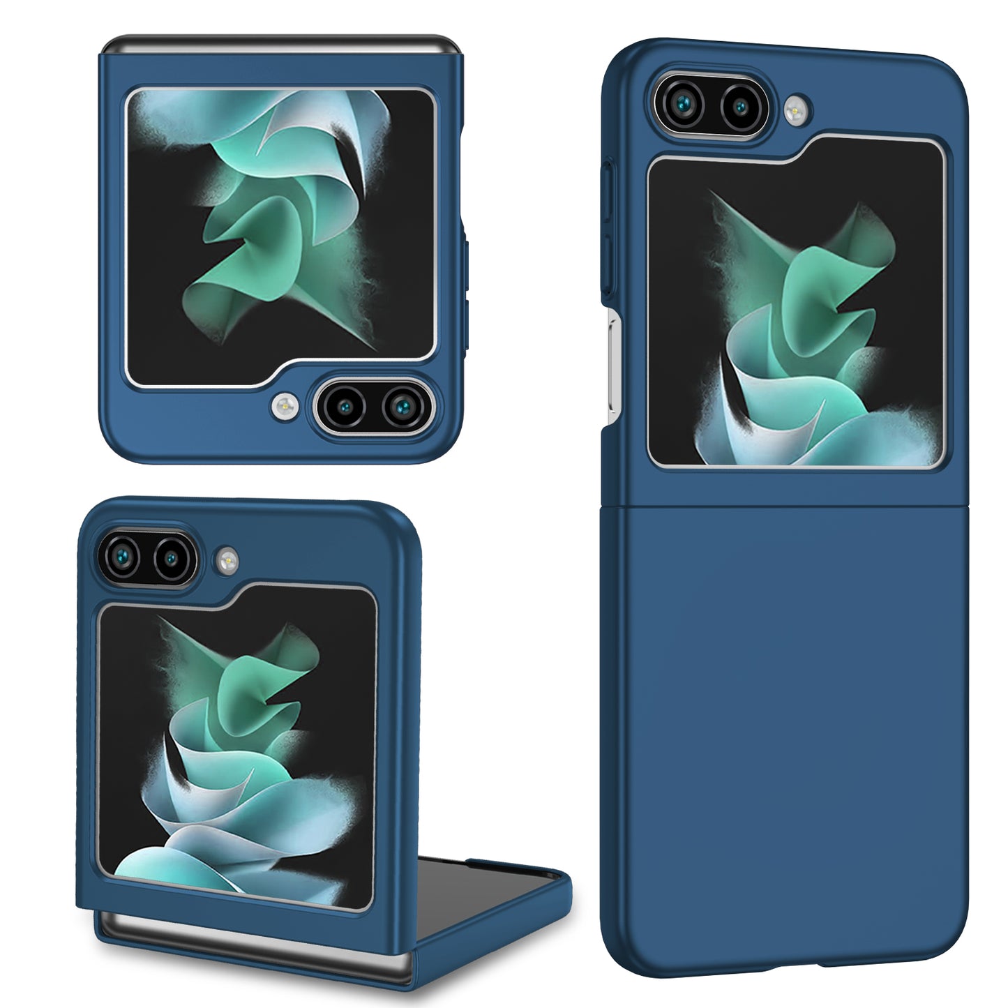 Uniqkart for Samsung Galaxy Z Flip5 5G Shockproof Hard PC Cover Folding Phone Protective Case - Blue