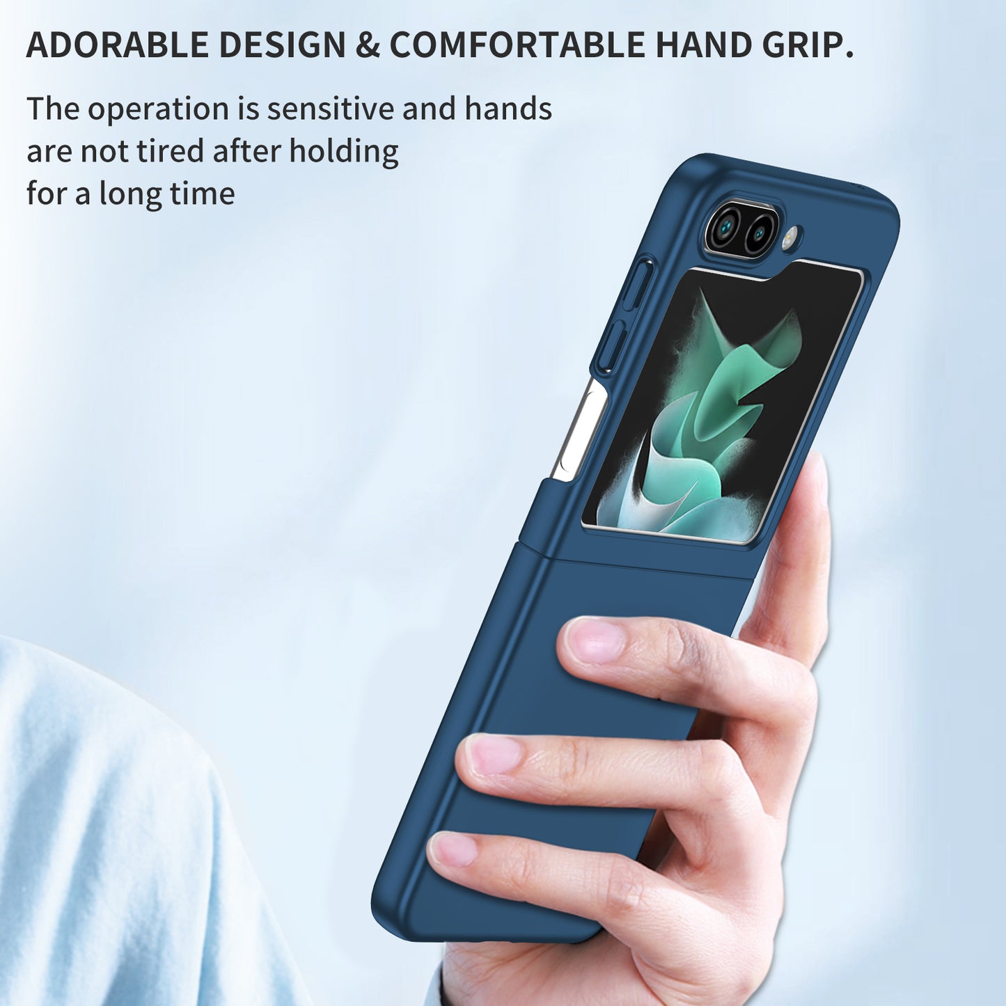 Uniqkart for Samsung Galaxy Z Flip5 5G Shockproof Hard PC Cover Folding Phone Protective Case - Blue