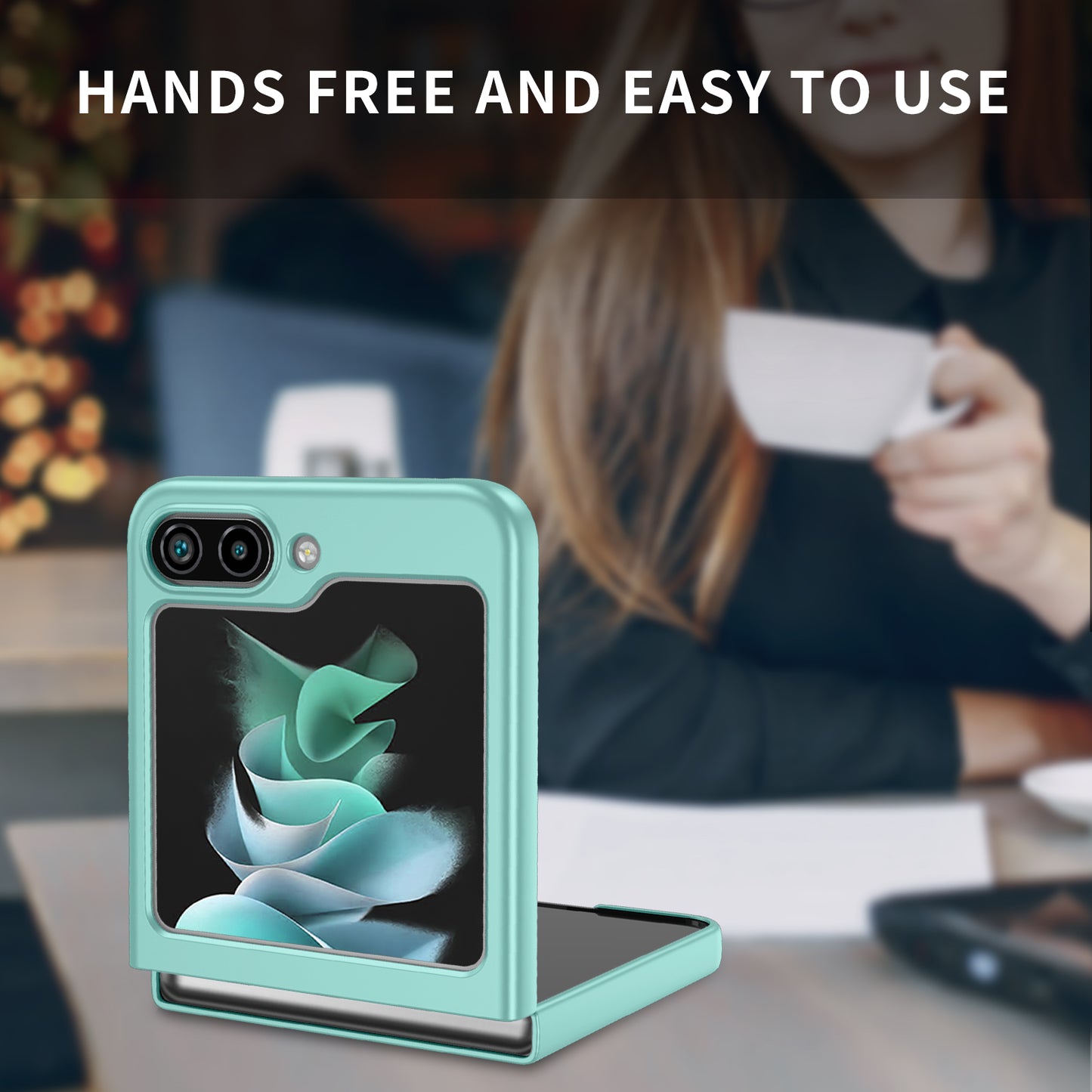 Uniqkart for Samsung Galaxy Z Flip5 5G Shockproof Hard PC Cover Folding Phone Protective Case - Green