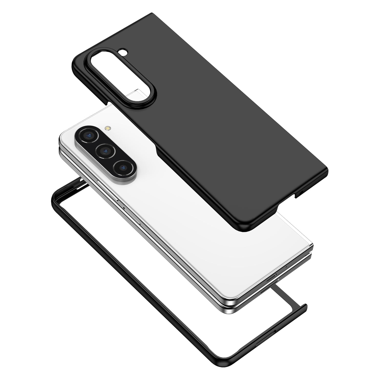 Uniqkart for Samsung Galaxy Z Fold5 5G Hard PC Anti-drop Cover Folding Phone Protective Case - Black