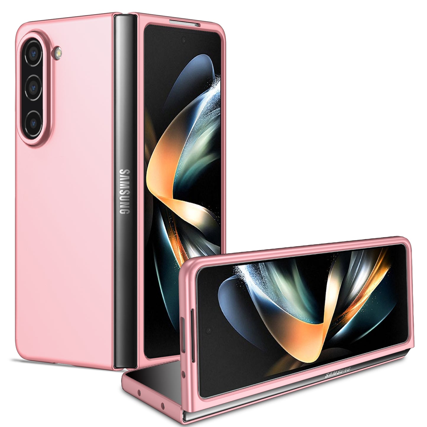 Uniqkart for Samsung Galaxy Z Fold5 5G Hard PC Anti-drop Cover Folding Phone Protective Case - Pink