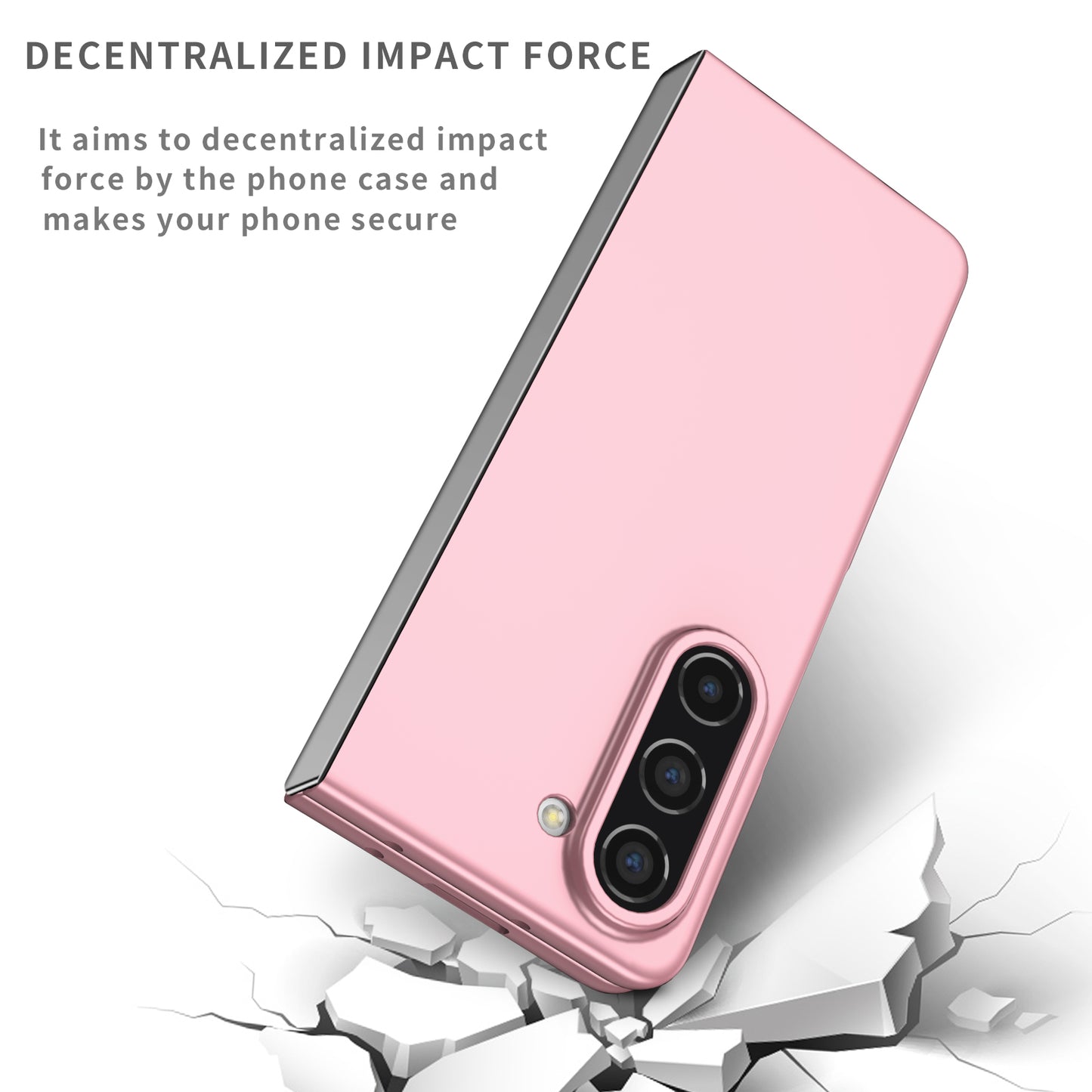 Uniqkart for Samsung Galaxy Z Fold5 5G Hard PC Anti-drop Cover Folding Phone Protective Case - Pink