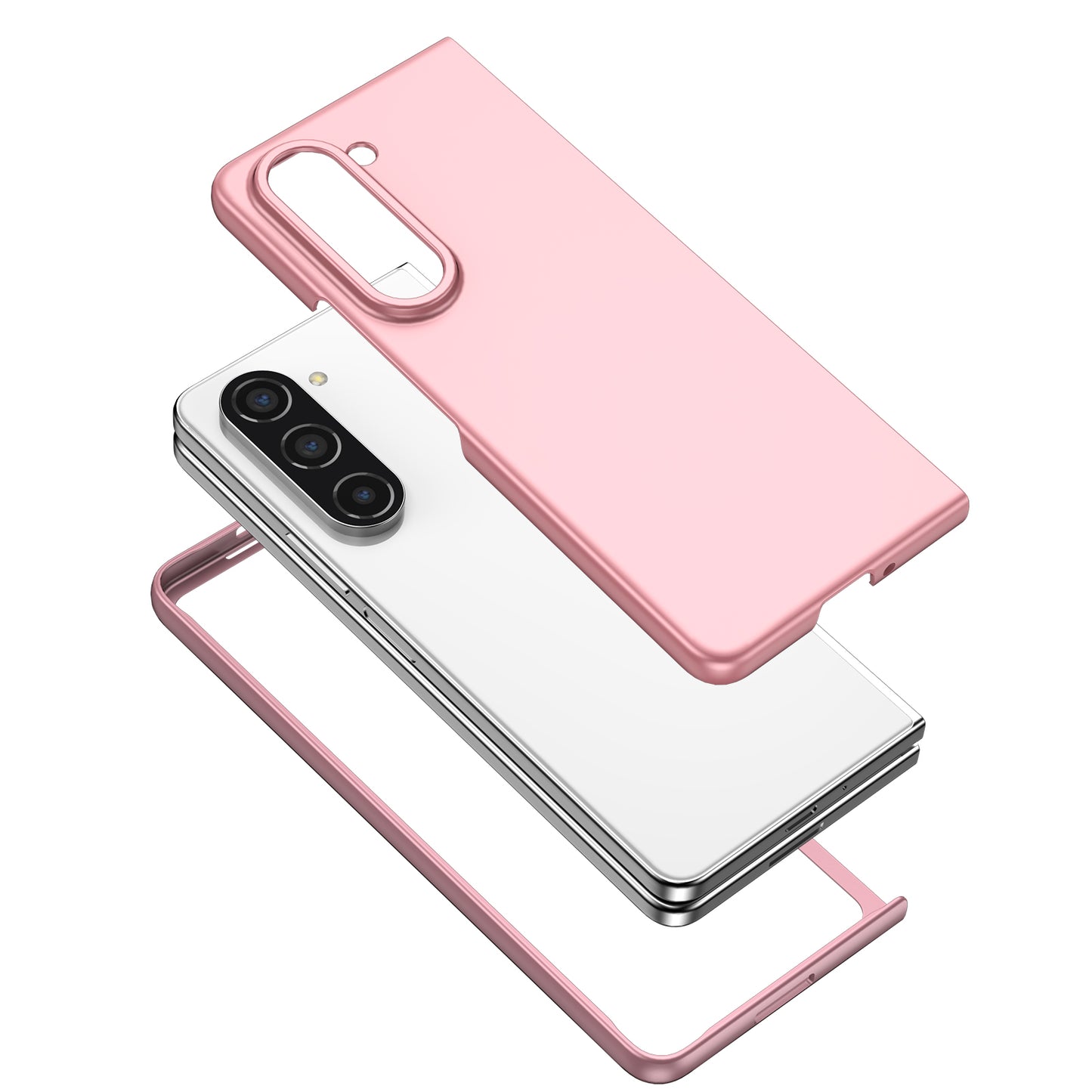 Uniqkart for Samsung Galaxy Z Fold5 5G Hard PC Anti-drop Cover Folding Phone Protective Case - Pink