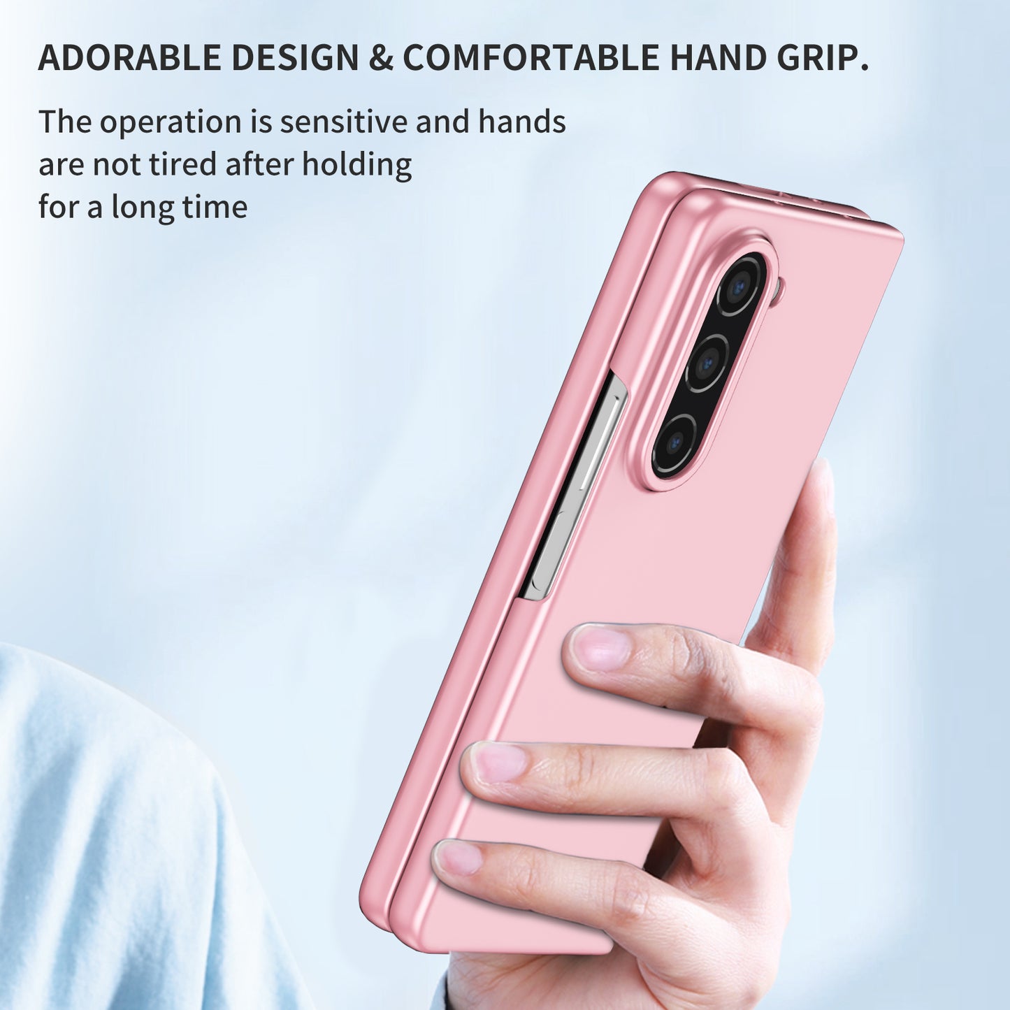 Uniqkart for Samsung Galaxy Z Fold5 5G Hard PC Anti-drop Cover Folding Phone Protective Case - Pink