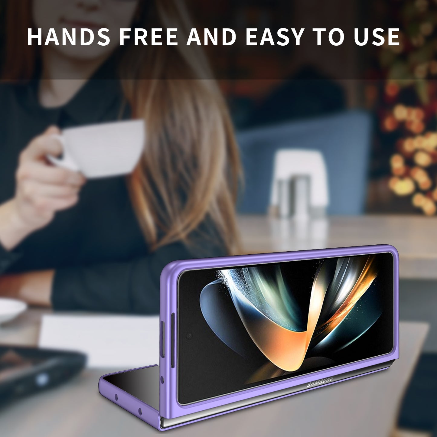 Uniqkart for Samsung Galaxy Z Fold5 5G Hard PC Anti-drop Cover Folding Phone Protective Case - Purple