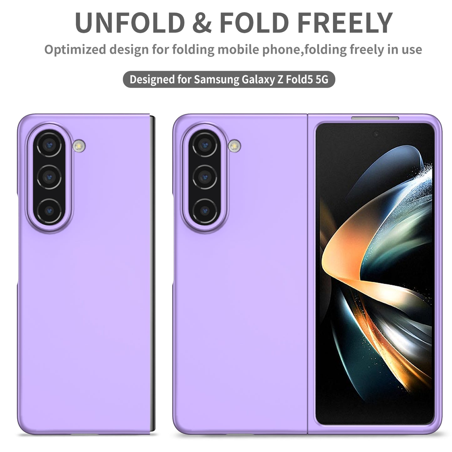 Uniqkart for Samsung Galaxy Z Fold5 5G Hard PC Anti-drop Cover Folding Phone Protective Case - Purple