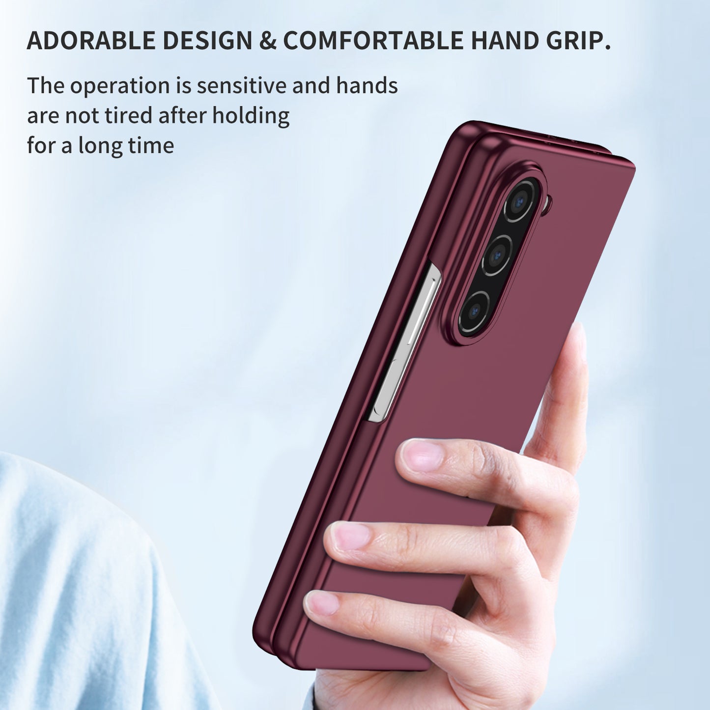Uniqkart for Samsung Galaxy Z Fold5 5G Hard PC Anti-drop Cover Folding Phone Protective Case - Wine Red