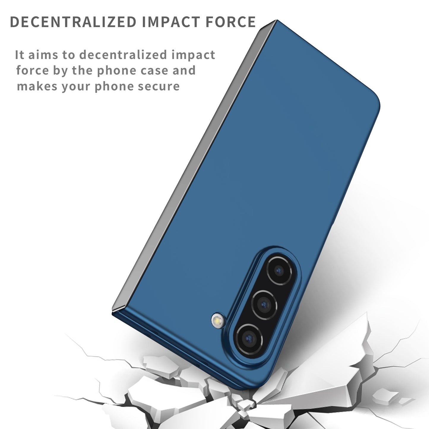 Uniqkart for Samsung Galaxy Z Fold5 5G Hard PC Anti-drop Cover Folding Phone Protective Case - Blue
